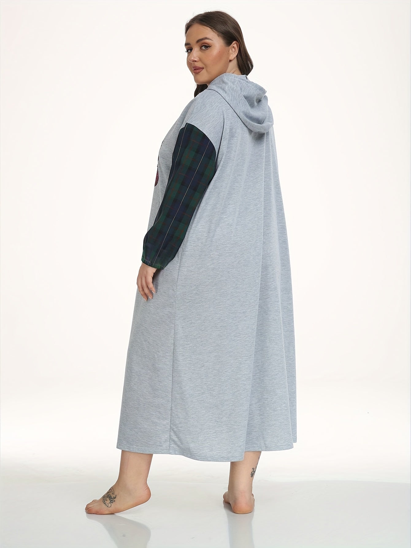  Snowflake Slogan Print Hooded Sleep Dress