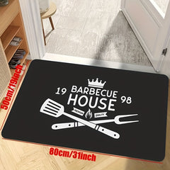 Minimalist BBQ House Rug Letter Pattern Washable Carpet for Home Decor