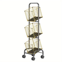 3 Tier Metal Market Basket with Wheels - Ideal for Fruits & Veggies