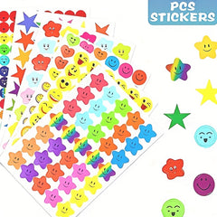 6pcs Kids Reward Stickers Happy Face Self-adhesive Label Stickers