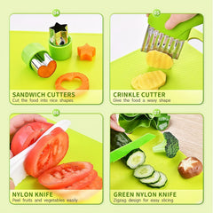 13pcs Kids Cooking Set with Cutting Board, Sandwich Cutter, Peeler