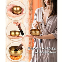 Hand Hammered Singing Bowls Set for Meditation Yoga Chakra