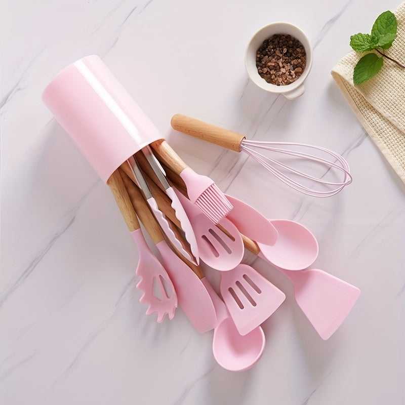 12pcs Silicone Kitchen Utensil Set Non Stick Cooking Turner Spatula Spoon Whisk