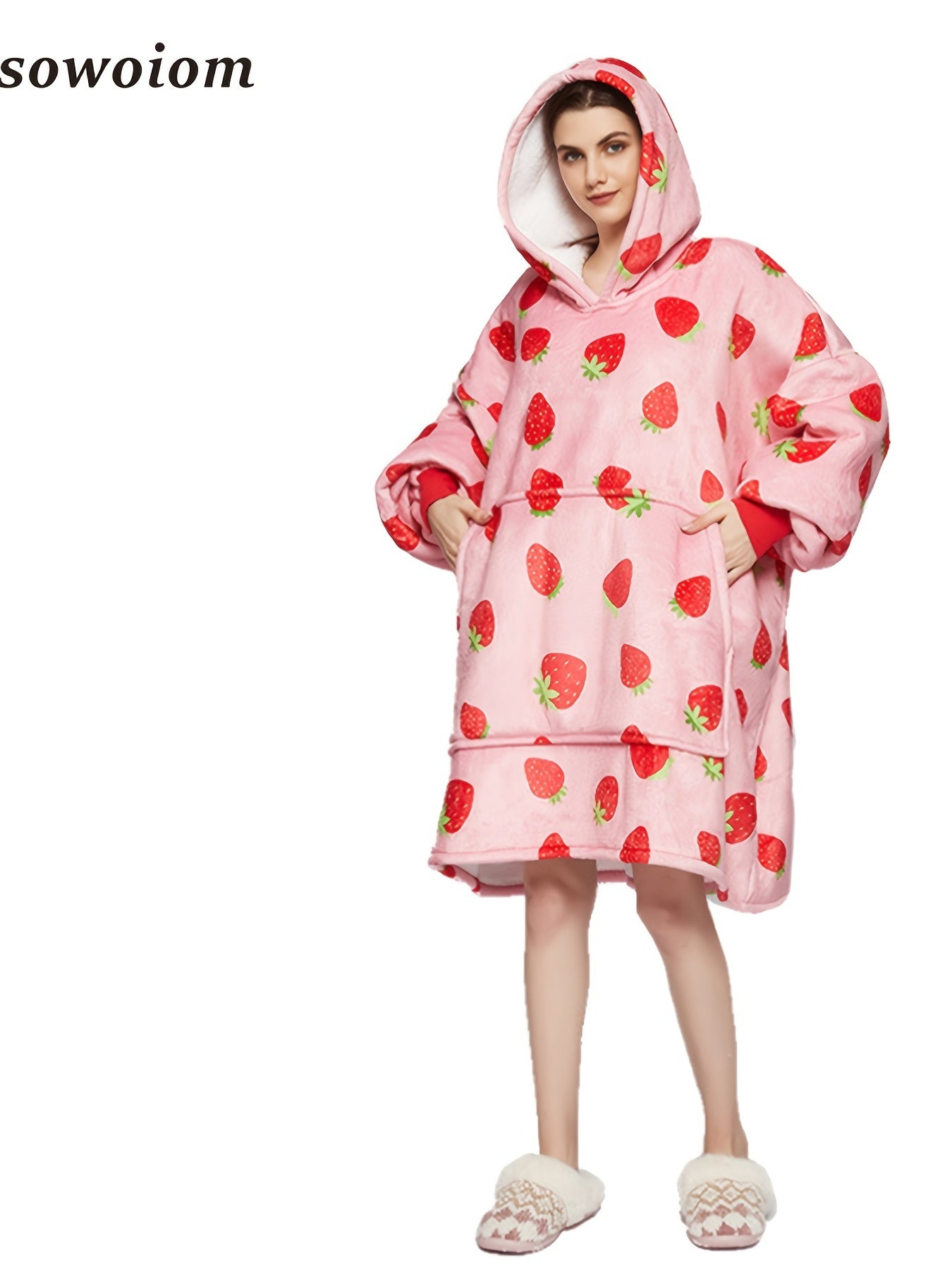  Leopard Print Hooded Fleece Nightgown