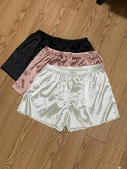 3 Pack Plus Size Casual Pajama Bottoms Set Women's Plus Silky Satin Solid
