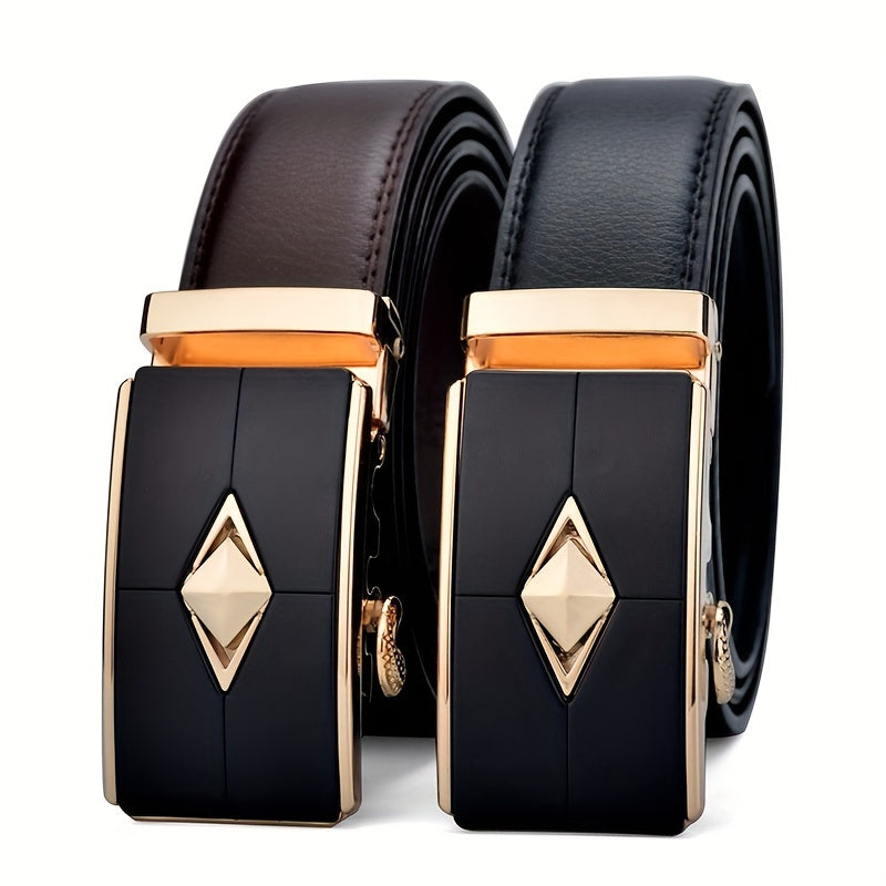 Men's Leather Belt Automatic Buckle Business Suit Waist Strap