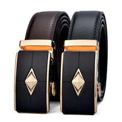 Men's Leather Belt Automatic Buckle Business Suit Waist Strap