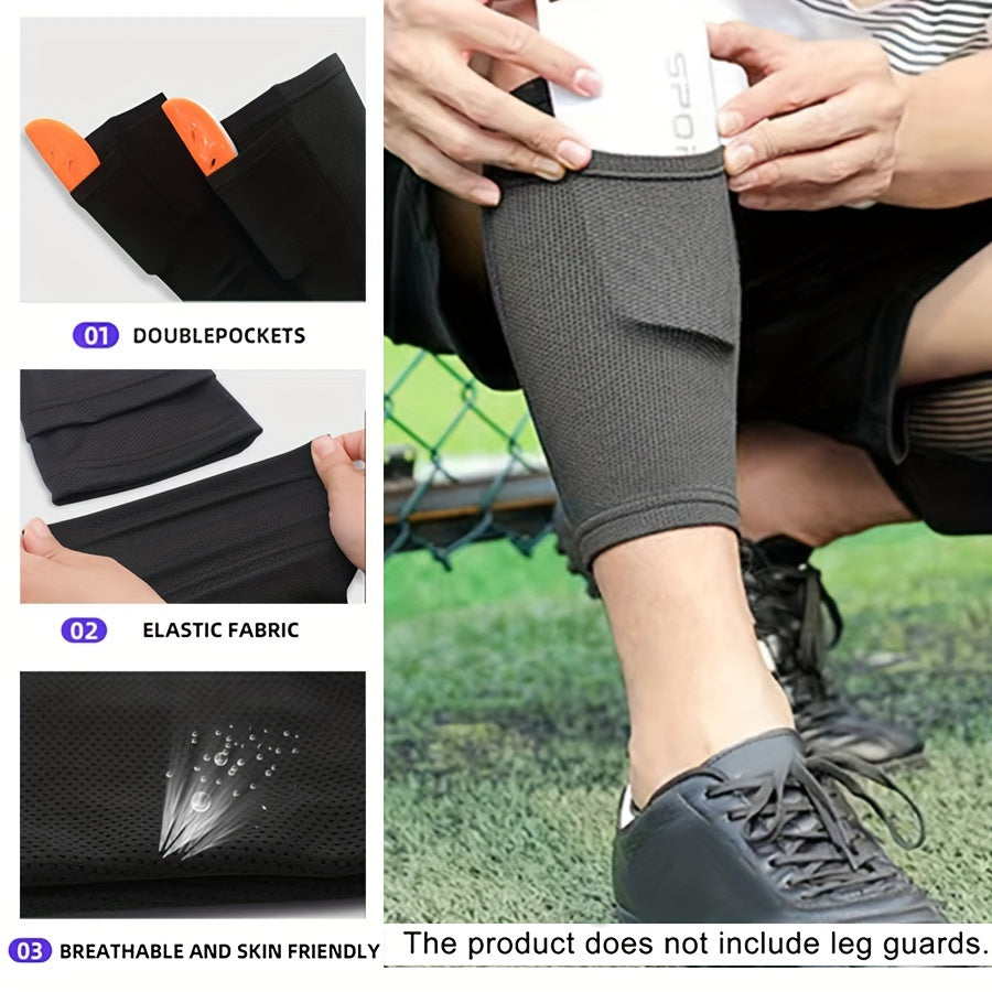 Soccer Leg Socks w/ Double Pocket, Prevent Sliding
