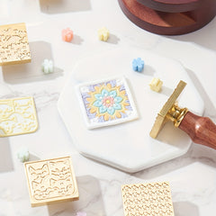 Brass Square Paint Seal Cat Window Bat Plant Flower Pattern Wax Sealing Tool
