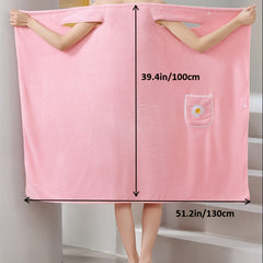 Microfiber Women's Bath Towel Wrap with Button Pocket