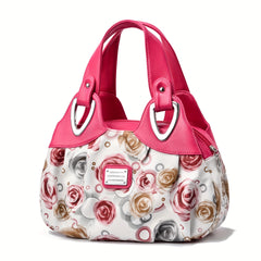 Floral Print Satchel Purse for Women - Faux Leather Work Bag