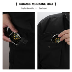 DUWOP2 1pc Medicine Box 2 compartment Decorative Metal Vitamin Organizer