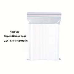 100pcs Clear Zipper Bag Plastic Zipper Bags Sealed Food Storage