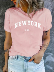 USA Letter Graphic Versatile T-shirts Loose Casual Sports Summer Top
