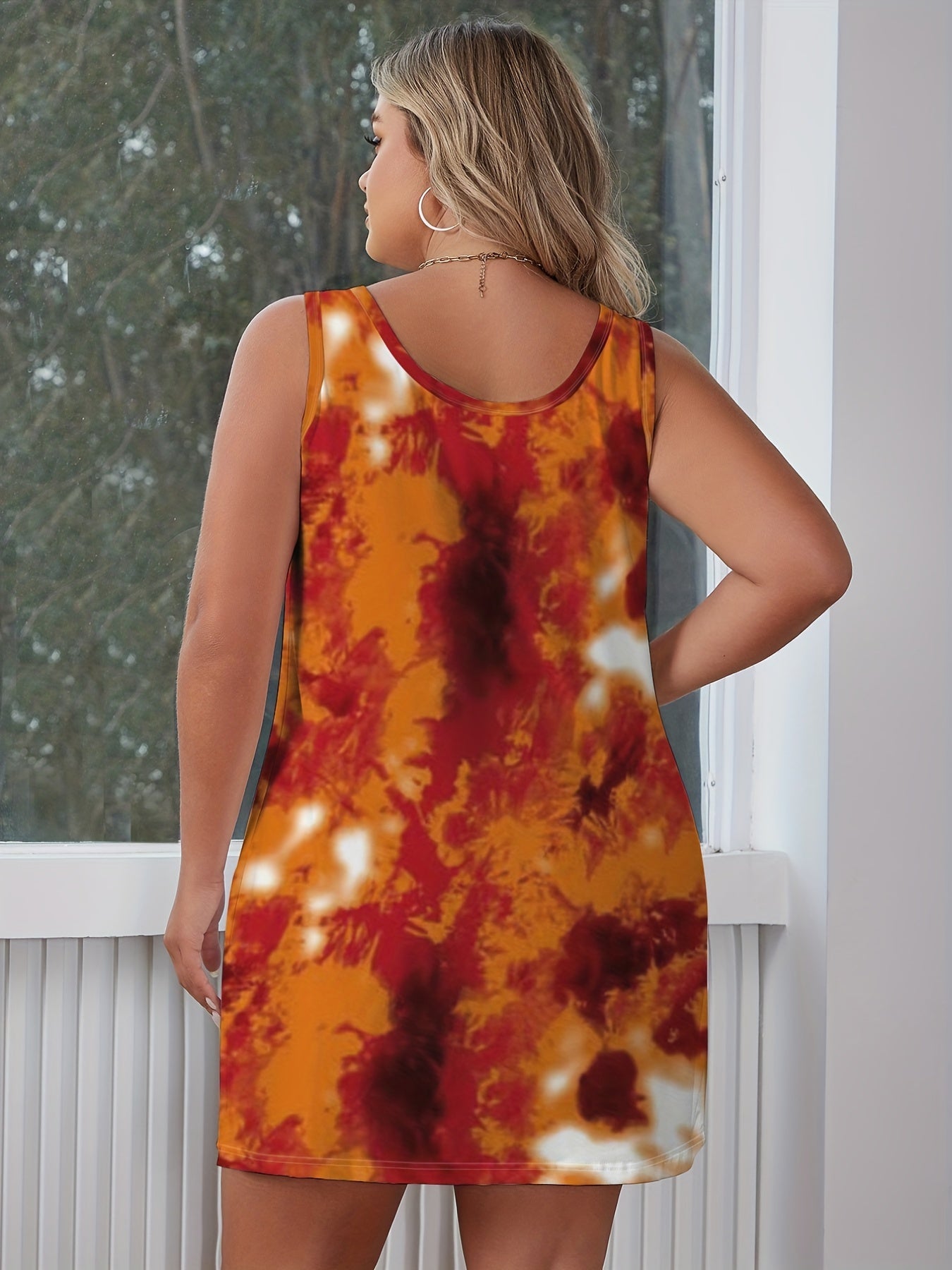  Ombre Tie Dye Print Tank Dress