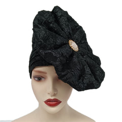 Oversized Lace Flower Turban Cap Head Wrap Solid Head Scarf Hijab Women