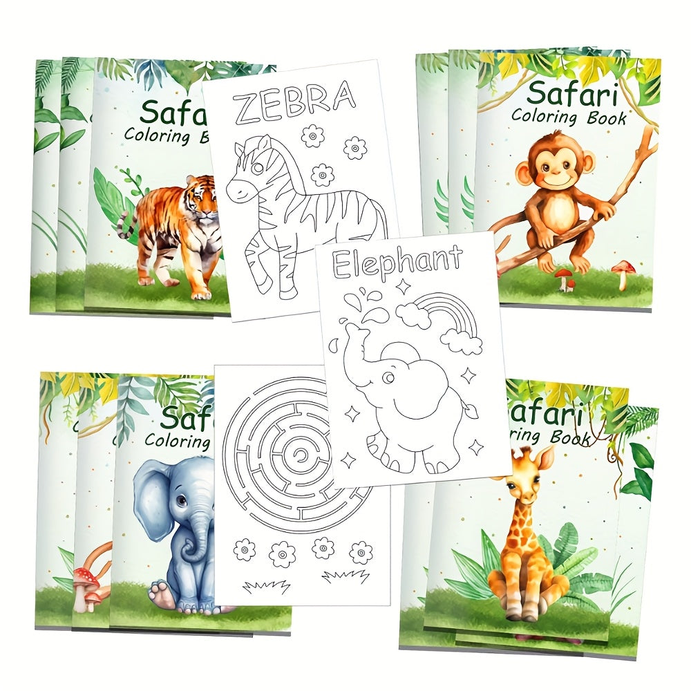 Random Style Jungle Animal Watercolor Coloring Book DIY Birthday Party