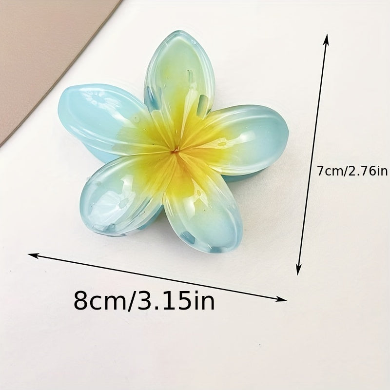 Frangipani Shaped Hair Claw Nonslip Ponytail Holder for Women Girls