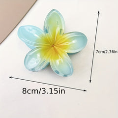 Frangipani Shaped Hair Claw Nonslip Ponytail Holder for Women Girls