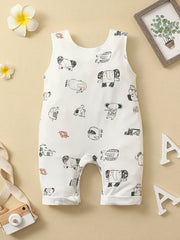 Baby Girls Striped Elephant Romper Sleeveless Soft Comfortable