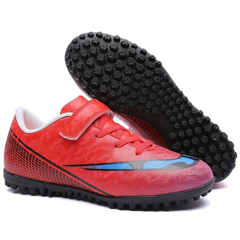 Boy's Turf Football Boots Hook Loop Fastener TF Soccer Cleats