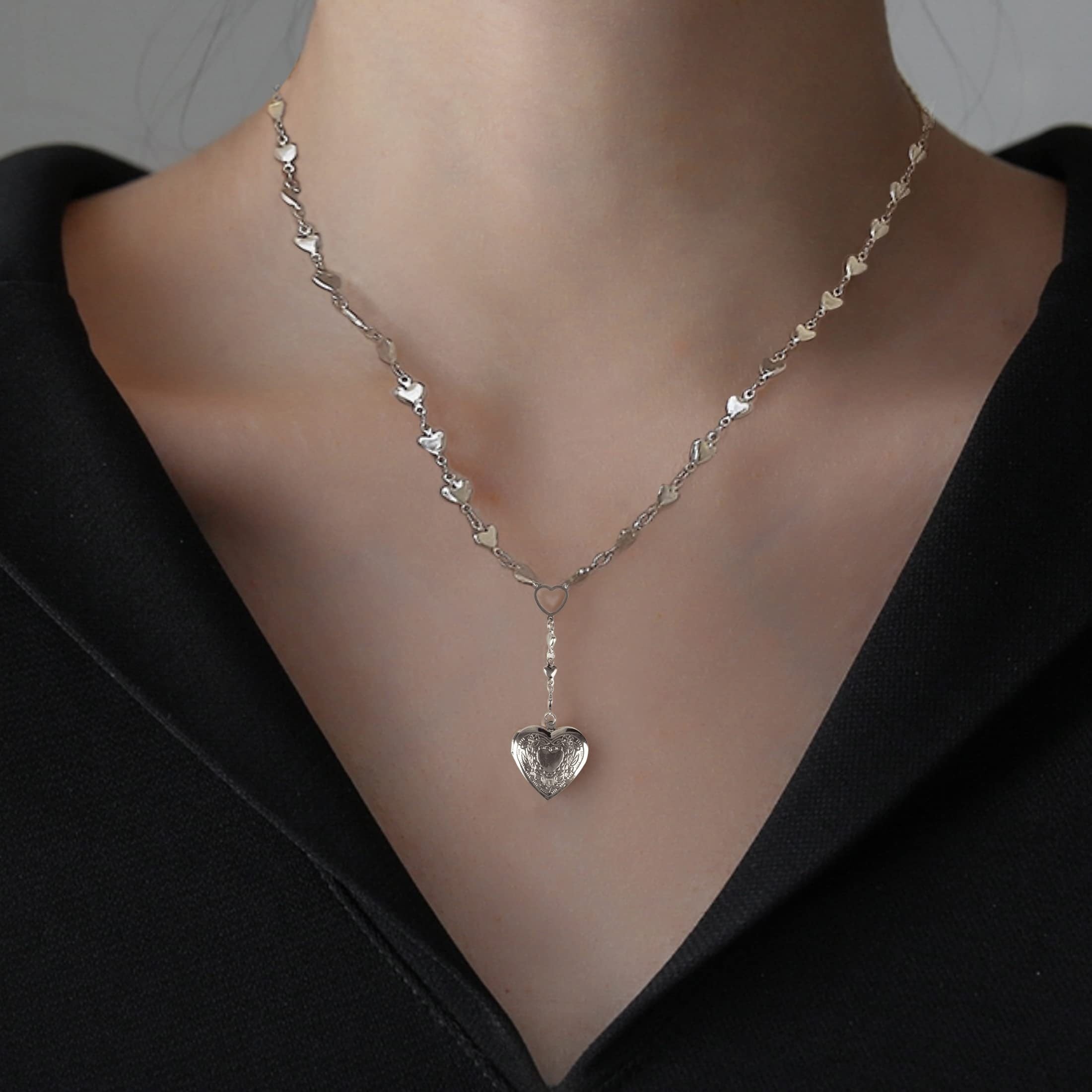 Heart Locket Necklace for Girls Stainless Steel