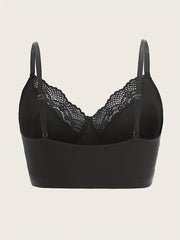  Sexy Bra Women's Plus Contrast Lace Trim Longline Bra