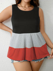  Colorblock Leopard Print Tank Top