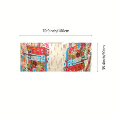 Classic Print Satin Long Scarf Silk Shawl Head Wrap Windproof Travel Beach Towel