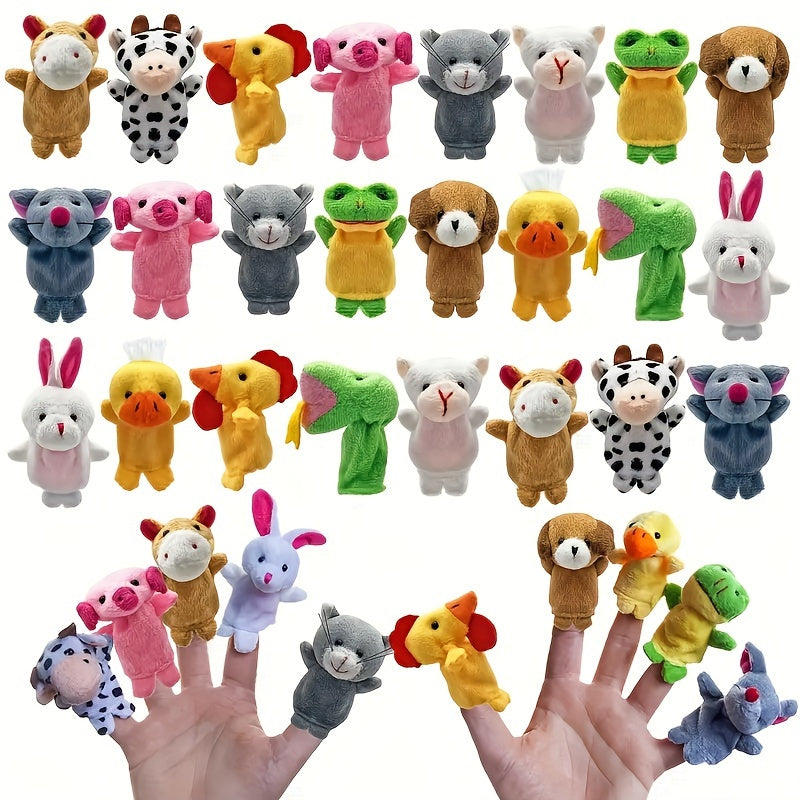 24pcs Plush Animal Finger Puppet Set for Storytelling Games