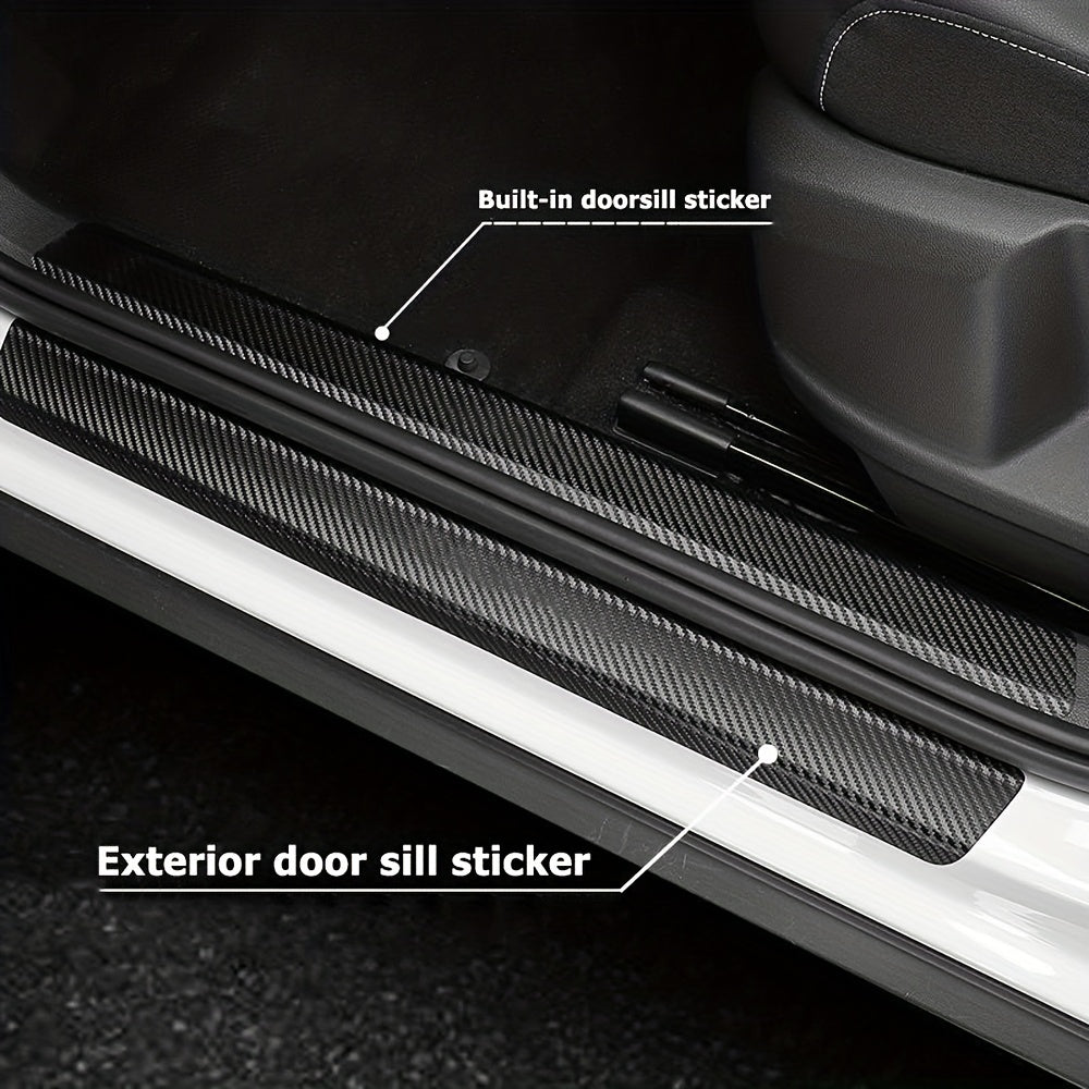 9pcs Car Door Sill Protectors Carbon Fiber Vinyl Wrap Stickers