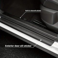 9pcs Car Door Sill Protectors Carbon Fiber Vinyl Wrap Stickers