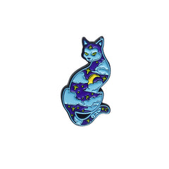 Starry Cat Moon Girl Hourglass Diver Double Head Bird Brooch