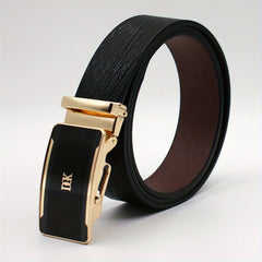 Men's Vintage Business Leather Belt with Scroll Buckle