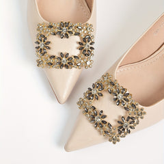 2pcs Square Rhinestone Shoe Buckles Wedding High Heel Decor