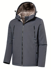 Men's Warm Fleece Hooded Jacket Zip Up Coat for Fall Winter Outdoor