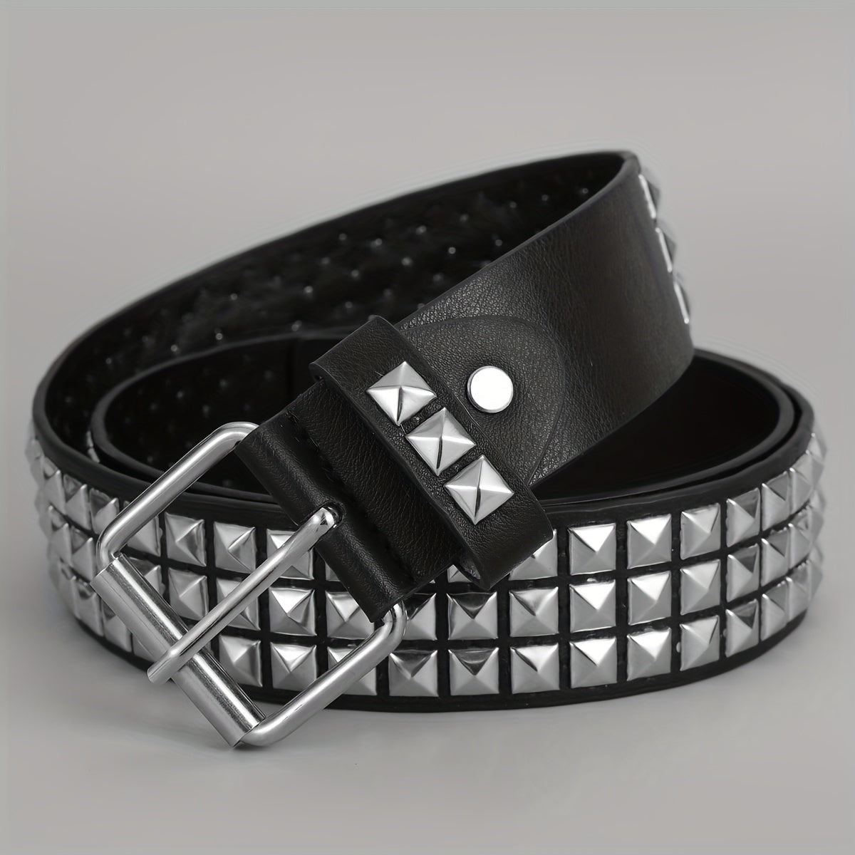 Men's Pin Buckle Belt Punk PU Leather Belt Studded Belt