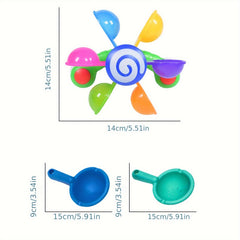 Kids Bath Windmill Spinner Toy with 2 Scoops - Gift for Bathtub & Pool