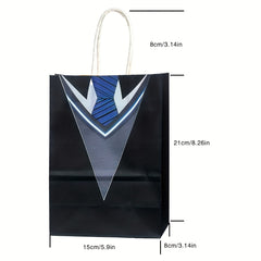 4pcs Men's Tie Theme Gift Bag Set with Wrapping Paper & Bows