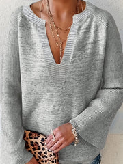  Casual Sweater Women's Plus Solid Bell Sleeve Jumper
