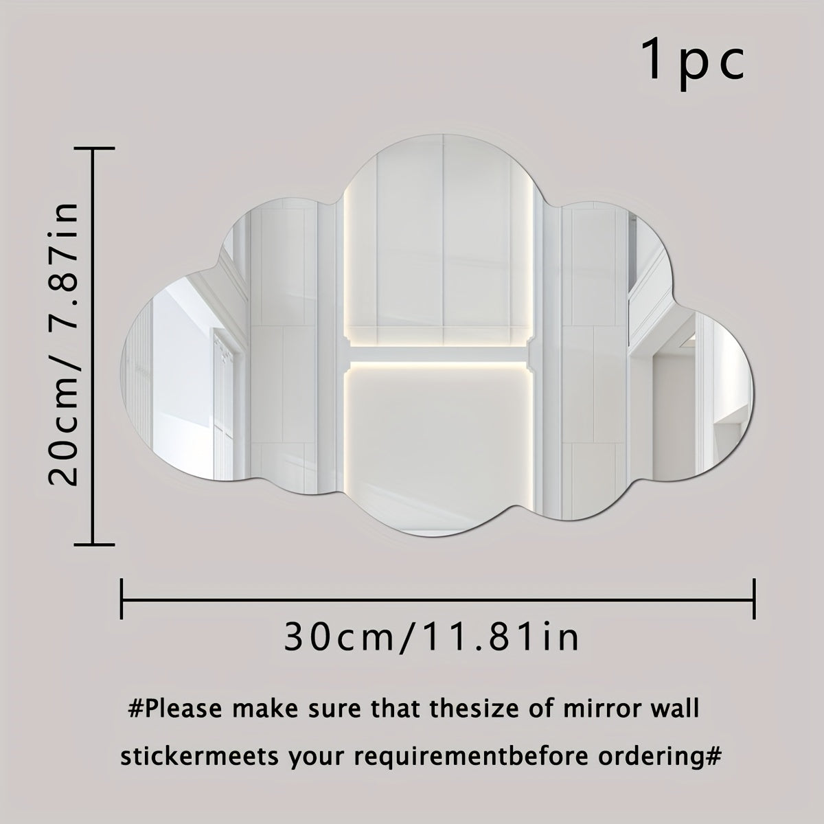 Cloud Plastic Mirror Wall Sticker for Kids Rooms