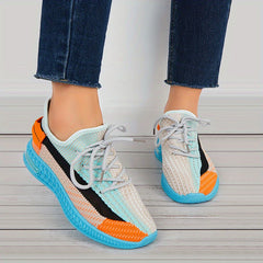 Women's Lace Up Sneakers Flying Woven Mesh Outdoor Running Shoes