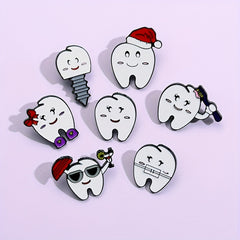 Smiling Tooth Enamel Pins Cartoon Teeth Brooches Lapel Badges