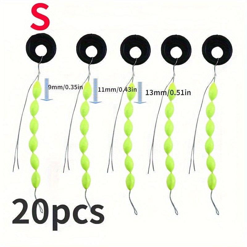 20pcs Fishing Float Set Foam Space Bean String Type Line Stopper Buoys Tackle