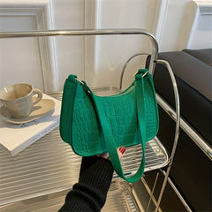 Crocodile Embossed Stylish Shoulder Bag Versatile Handbag Zipper Underarm Bag