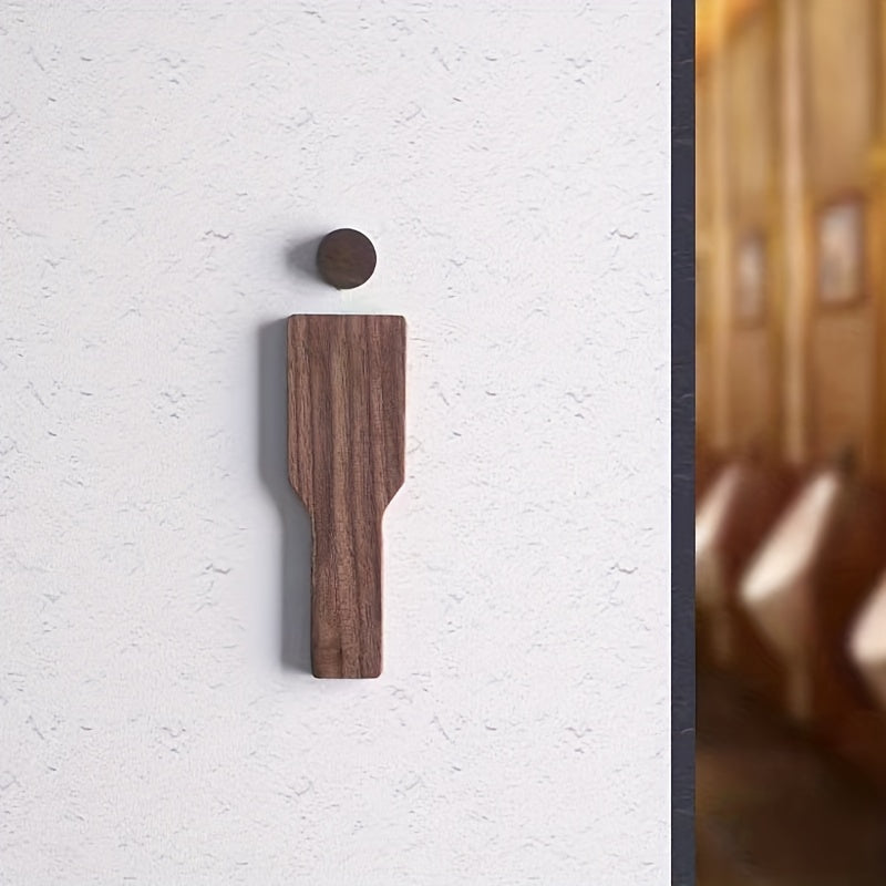 Set Of 2 Wooden Restroom Signs Bathroom WC Door Signs Brown