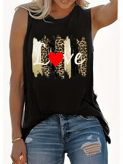 Leopard Letter Print Tank Top for Summer Women's Clothing