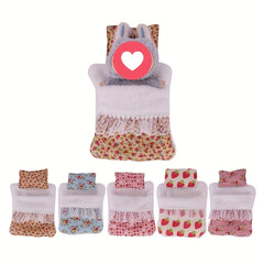 2pcs Dollhouse Sleeping Bag Set with Fabric Bags and Pillows