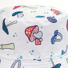 Mushroom Print Bucket Hat Lightweight Sunshade Cap Women