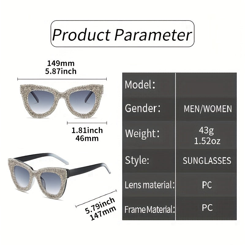 Y2K Rhinestone Cat Eye Sunglasses Bling Sun Shades UV400